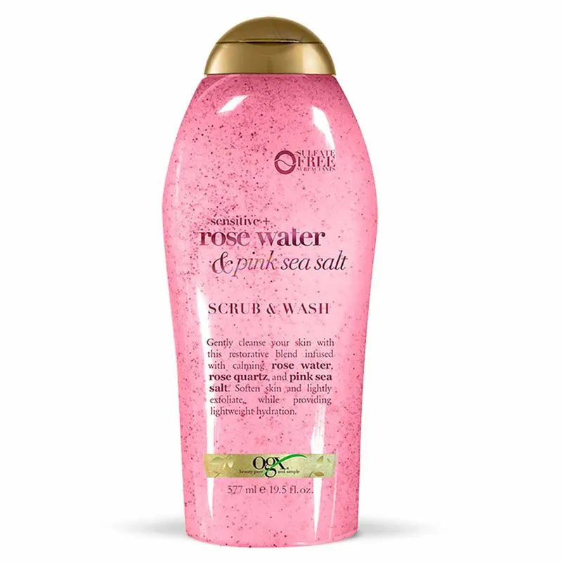 Gel de ducha Ogx exfoliante rose water & pink sea salt 577 ml