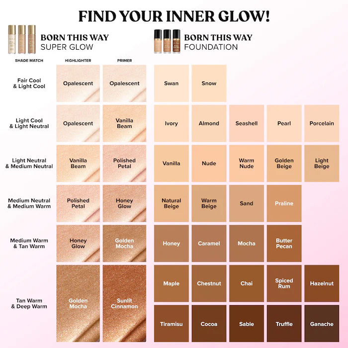 Too Faced Born This Way Super Glow – Iluminador Líquido Multiusos | Glow Natural + Hidratación